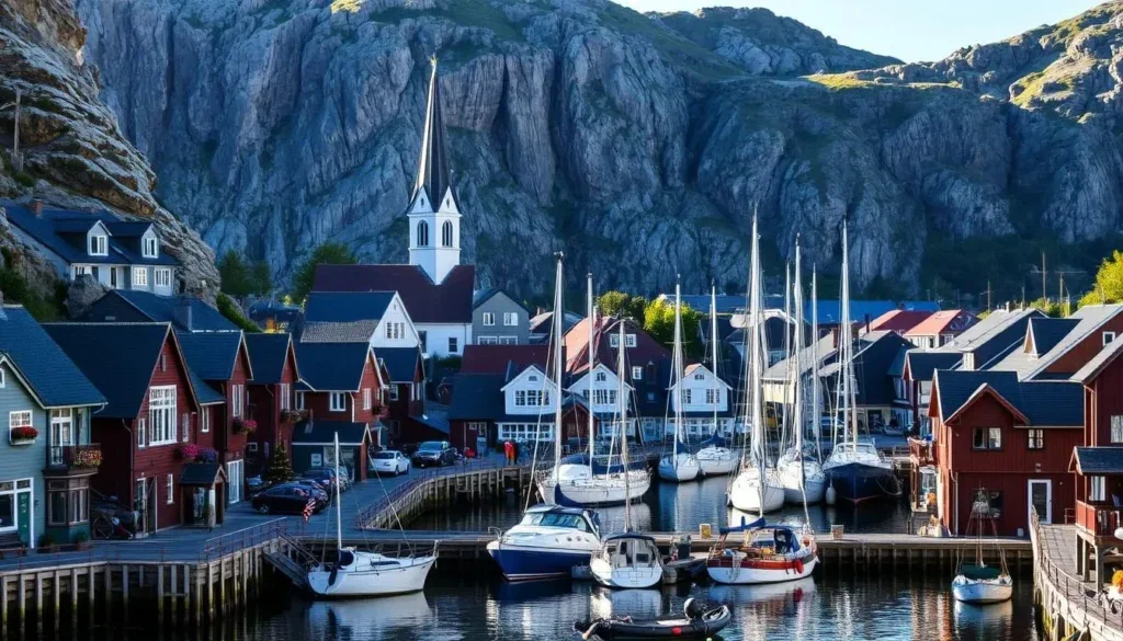 Vestfold, Norveç'teki Larvik sahili, fiyort ve kasaba