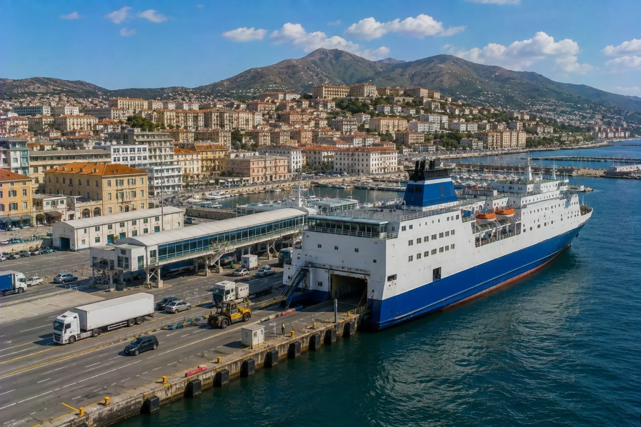 Bastia feribot limanı ve yolcu feribot terminali Corsica
