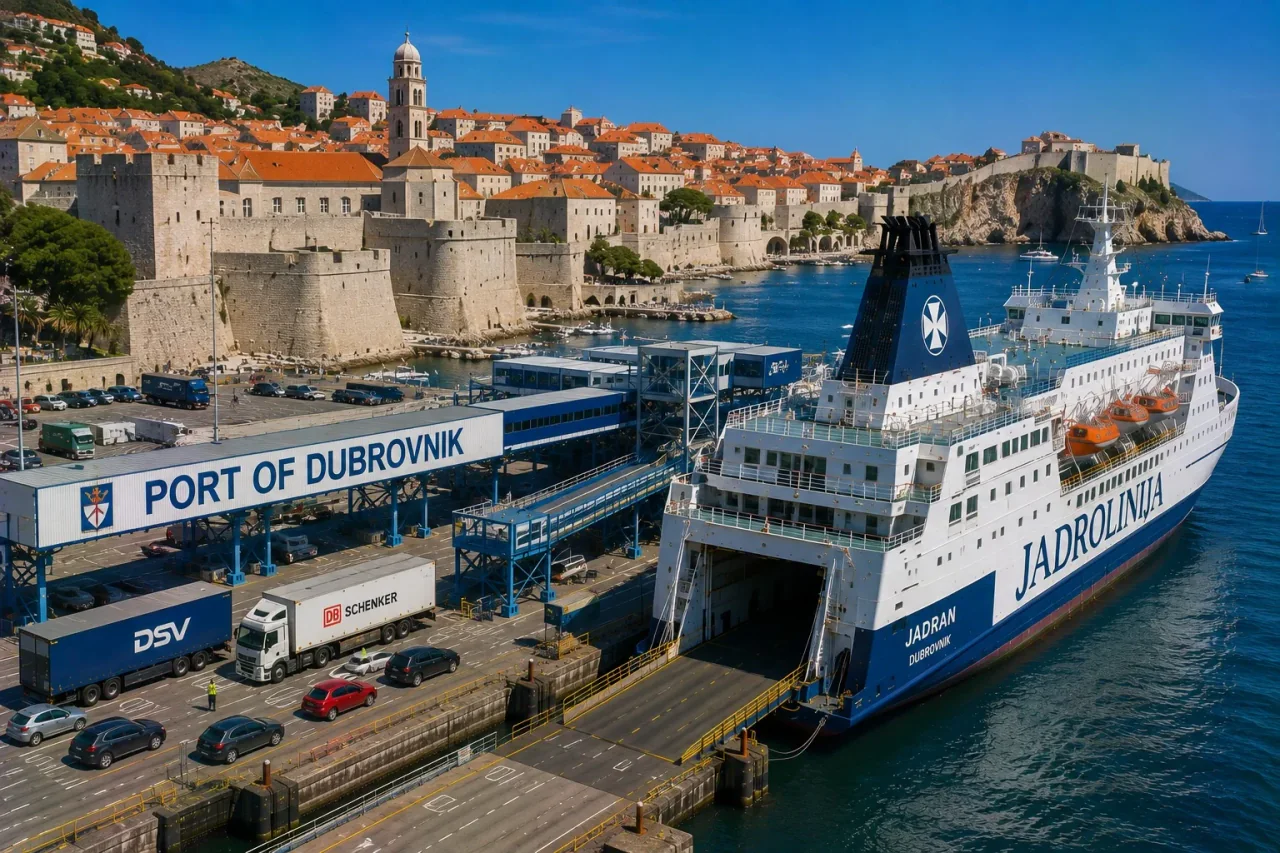 Dubrovnik feribot limanındaki Jadrolinija feribotu