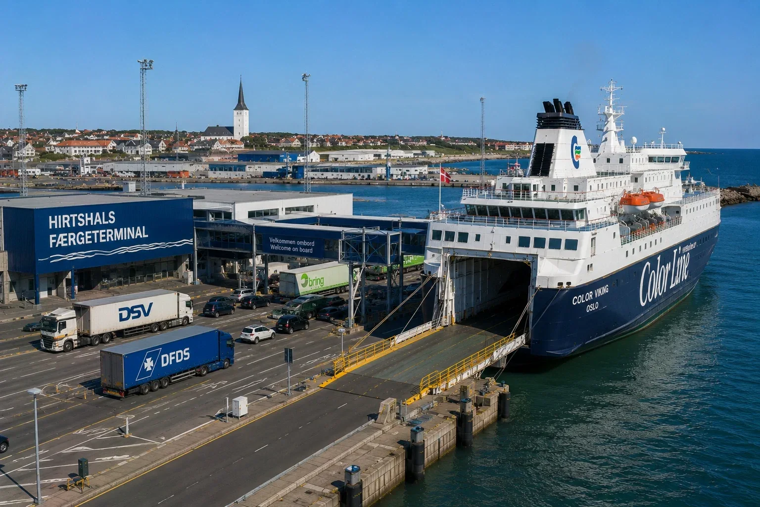 Hirtshals Feribot İskelesi ve feribot terminali alanı