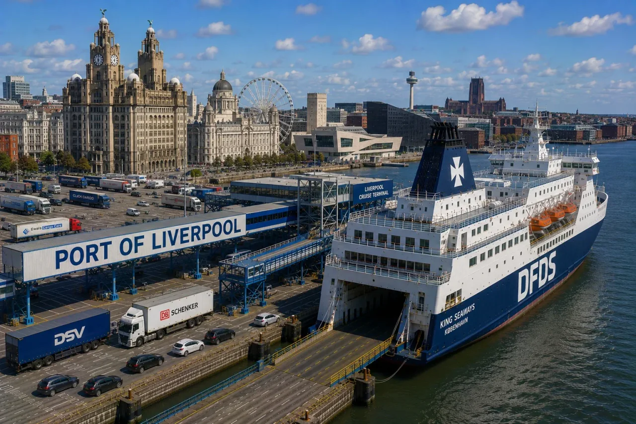 Liverpool, İngiltere'deki Mersey Nehri üzerindeki yolcu feribot terminali