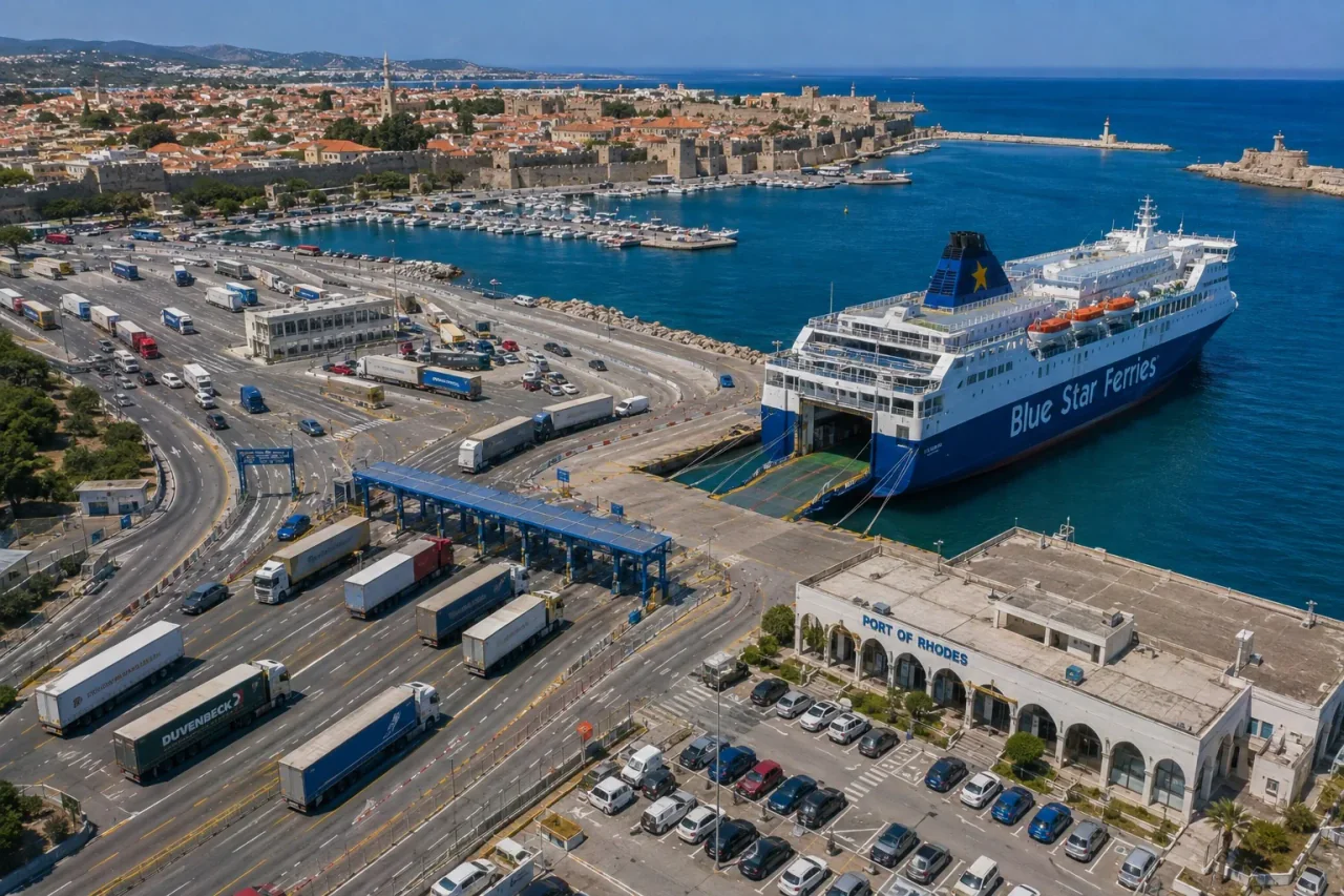 Rodos (Rhodes) limanı ve kıyı manzarası