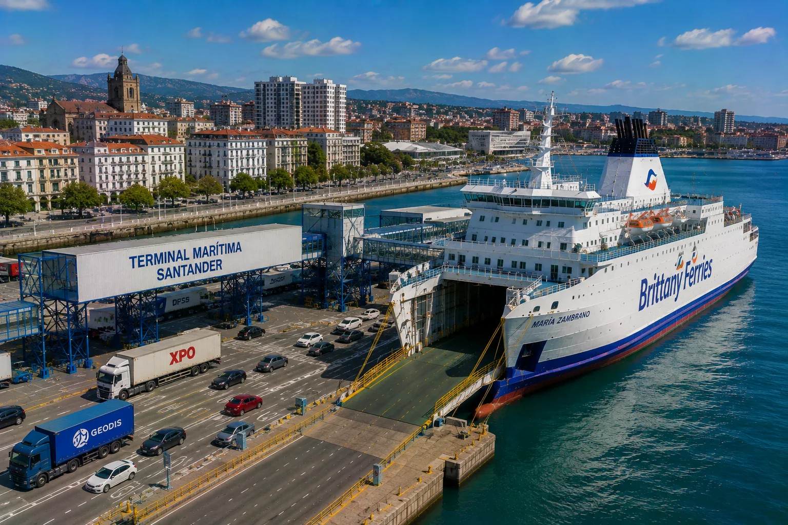 Brittany Ferries Santander feribot terminalinde kuzey İspanya'da gemi