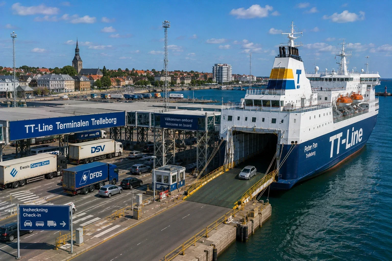 Kuzey İsveç'te Trelleborg terminalinde TT-Line feribotu