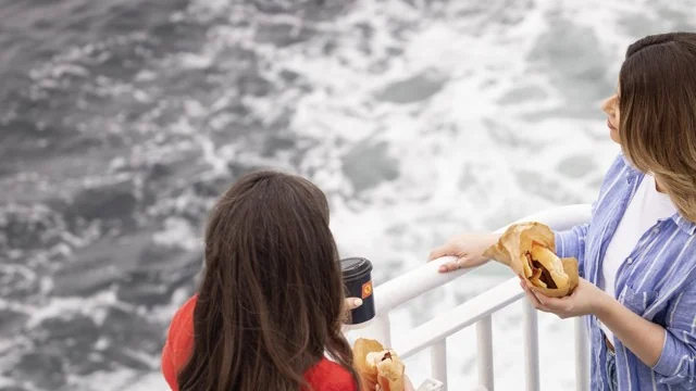 CalMac feribotu MV Clansman'ın açık güvertesindeki yolcular