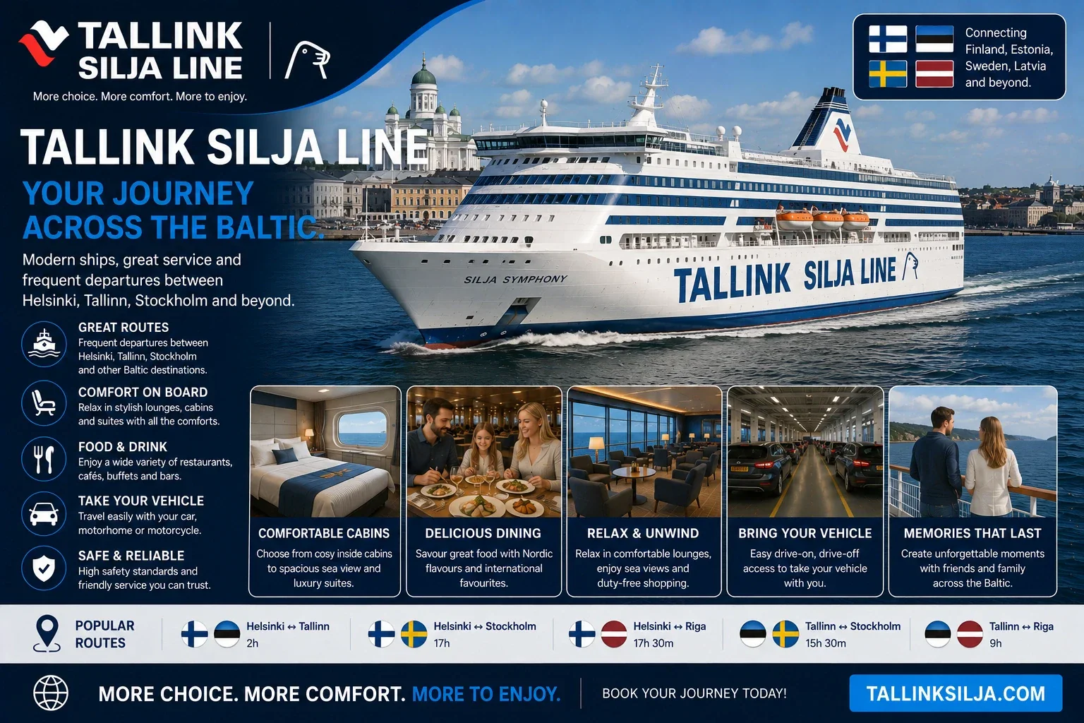 Baltık Denizi'nde Tallink Silja Line yolcu ve araç feribotu